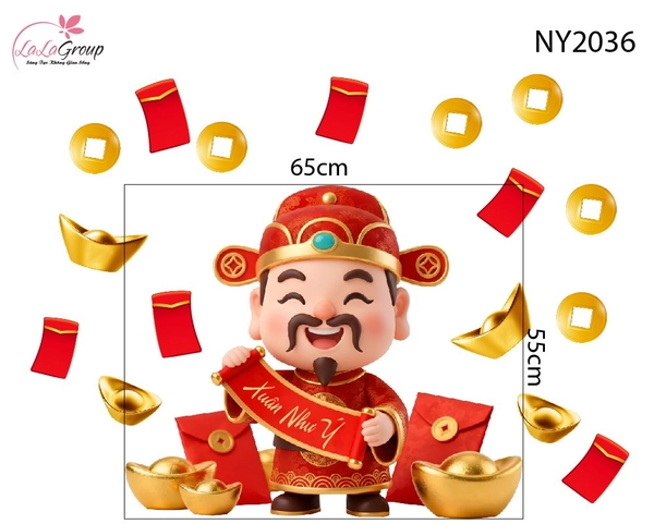 Decal Trang Trí Tết Thần Tài Đón Xuân Như Ý Cát Tường