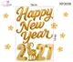 Decal Trang Trí Tết Happy New Year 2027 Cùng Linh Vật Kim Mùi Hiện Đại