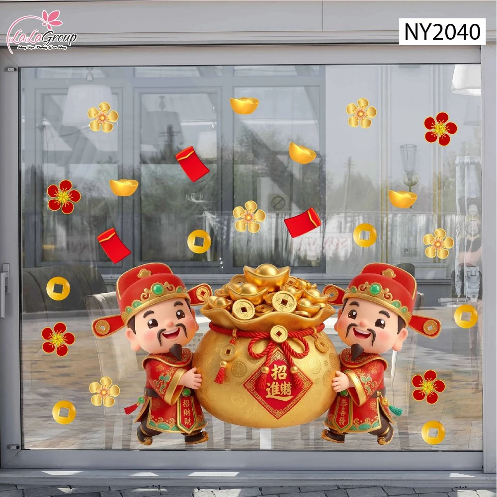 Decal Trang Trí Tết Song Tài Đại Cát Đồng Lòng Đón Lộc