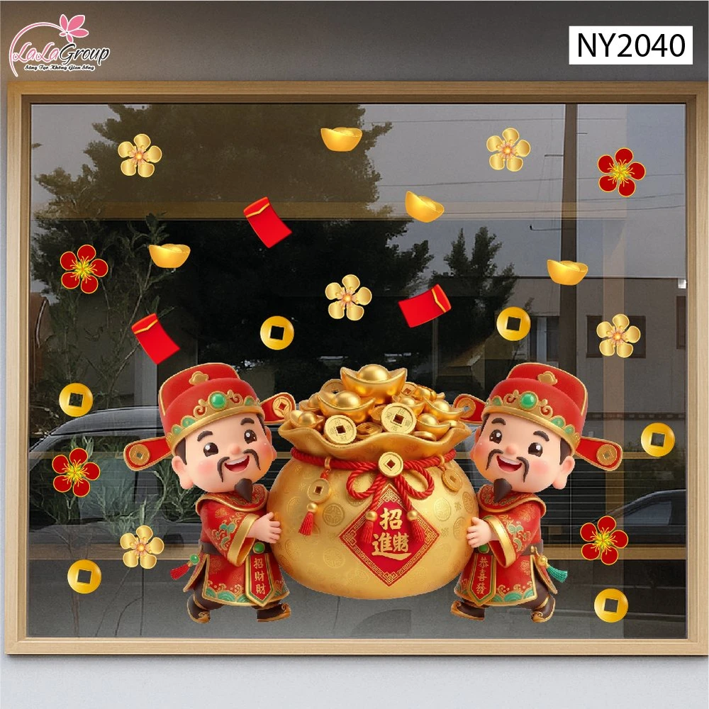 Decal Trang Trí Tết Song Tài Đại Cát Đồng Lòng Đón Lộc