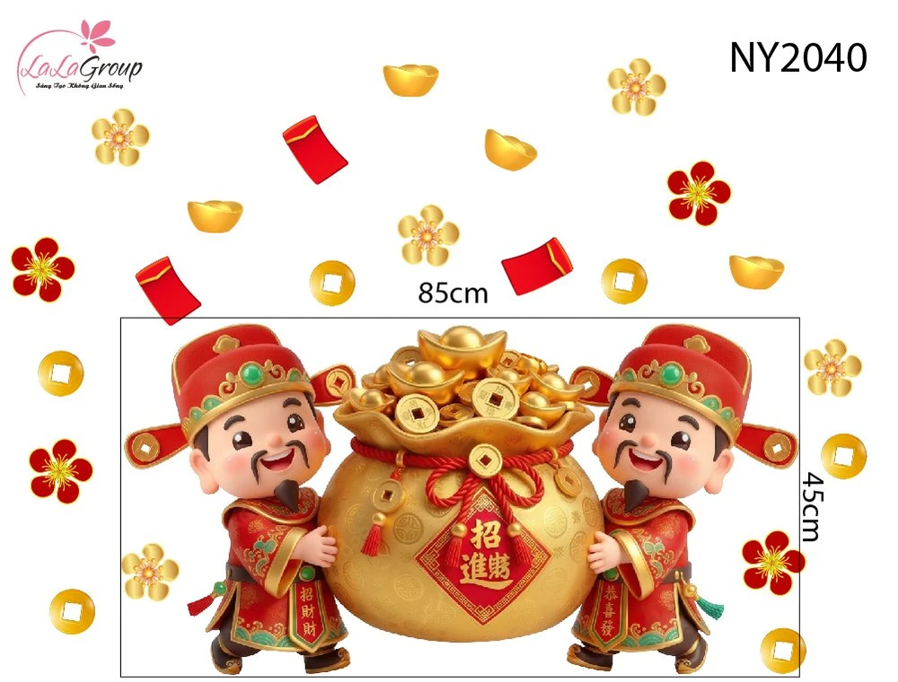Decal Trang Trí Tết Song Tài Đại Cát Đồng Lòng Đón Lộc