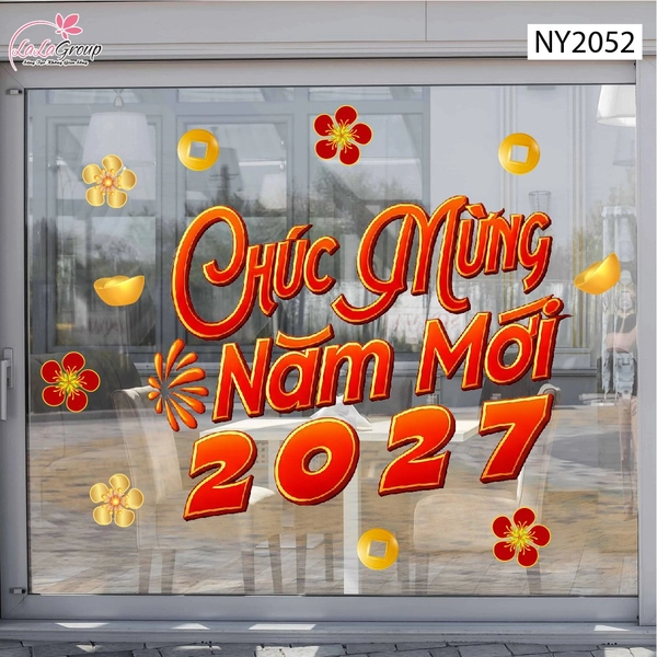 Decal Trang Trí Tết Chúc Mừng Năm Mới Phát Tài Chữ Đỏ