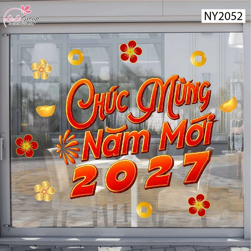 Decal Trang Trí Tết Chúc Mừng Năm Mới Phát Tài Chữ Đỏ