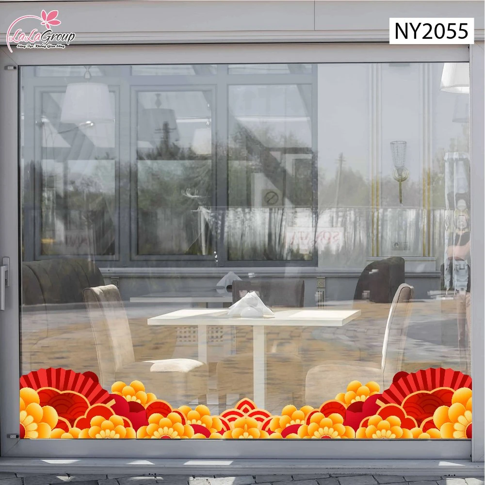 Decal Trang Trí Tết Chân Tường Dải Hoa Xuân Phú Quý