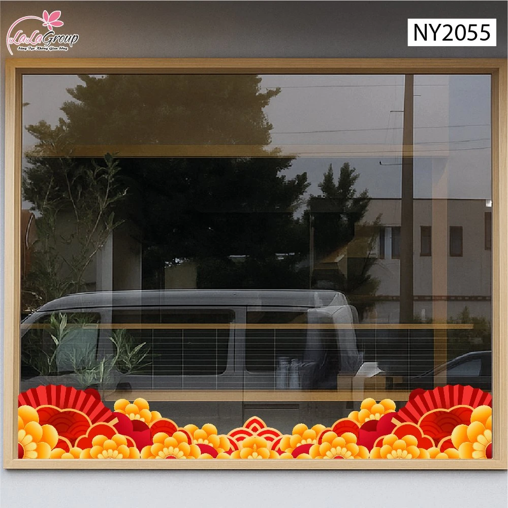 Decal Trang Trí Tết Chân Tường Dải Hoa Xuân Phú Quý