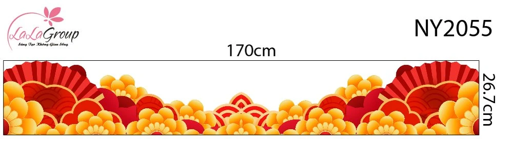 Decal Trang Trí Tết Chân Tường Dải Hoa Xuân Phú Quý