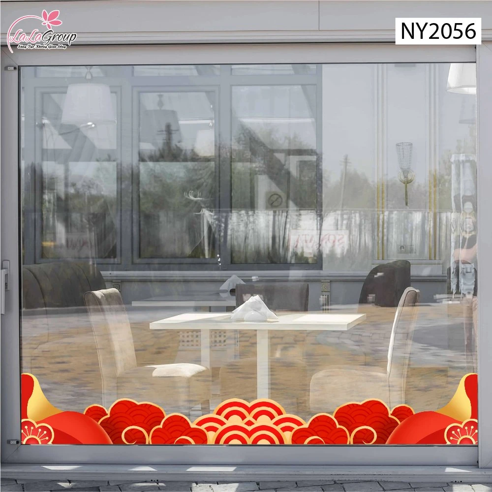Decal Trang Trí Tết Chân Tường Dải Mây Đỏ Vàng Cát Tường