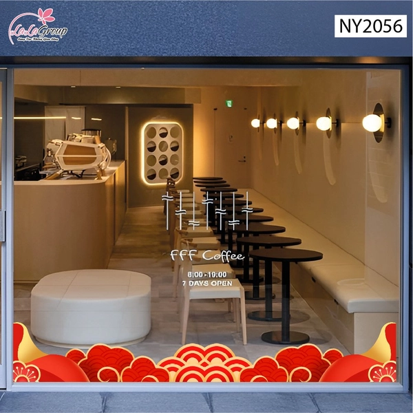 Decal Trang Trí Tết Chân Tường Dải Mây Đỏ Vàng Cát Tường