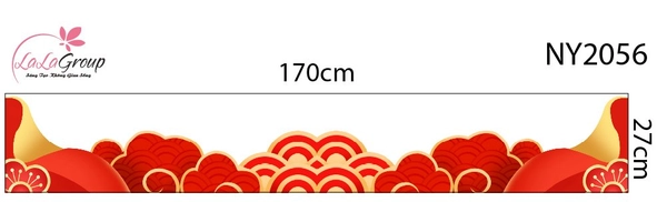 Decal Trang Trí Tết Chân Tường Dải Mây Đỏ Vàng Cát Tường