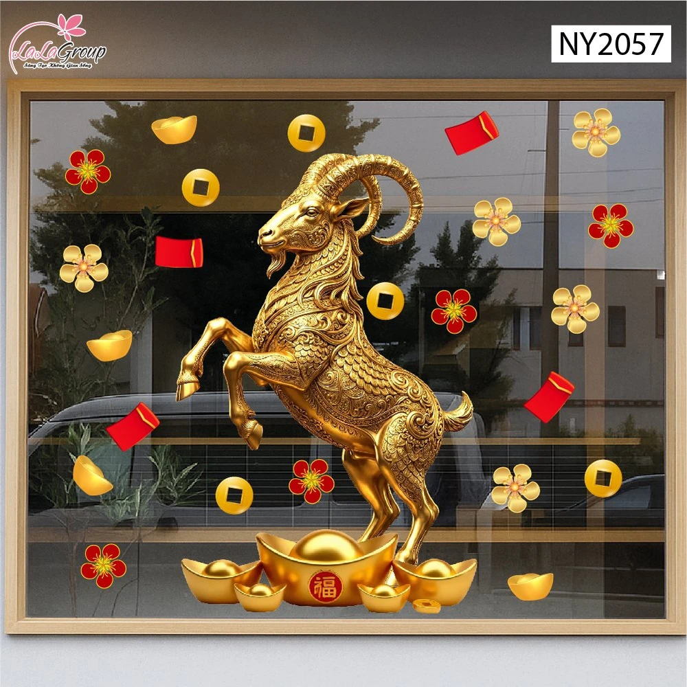 Decal Trang Trí Tết Kim Mùi Đón Xuân Đại Cát