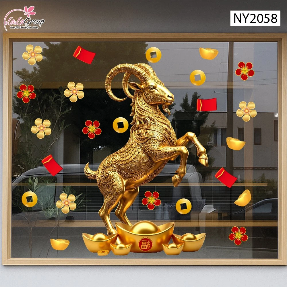 Decal Trang Trí Tết Kim Mùi Đón Xuân Đại Cát 2