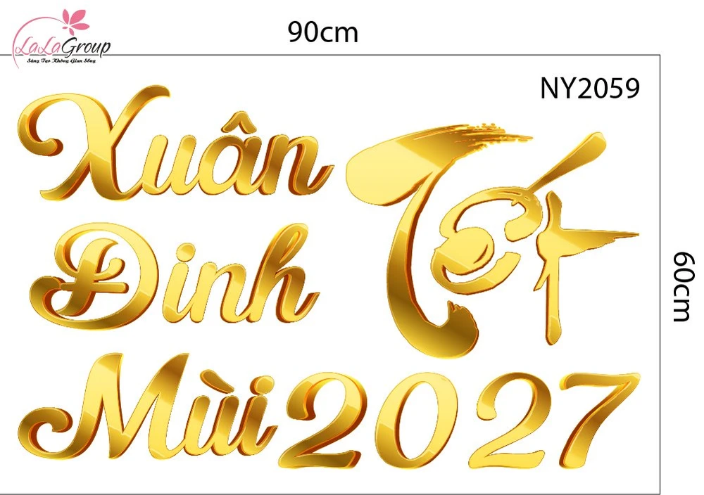 Decal Trang Trí Tết Bộ Chữ Đón Xuân Đinh Mùi Phú Quý