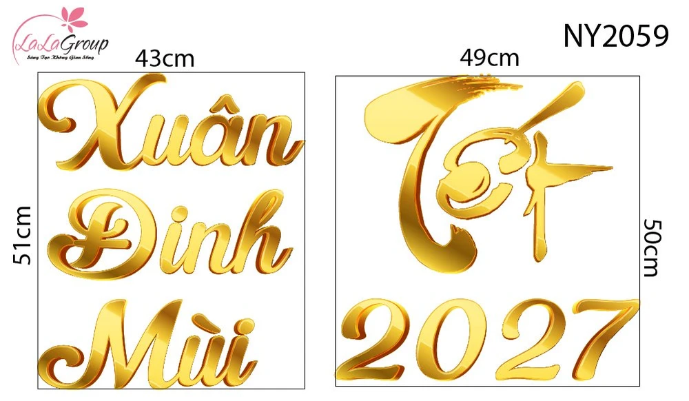 Decal Trang Trí Tết Bộ Chữ Đón Xuân Đinh Mùi Phú Quý