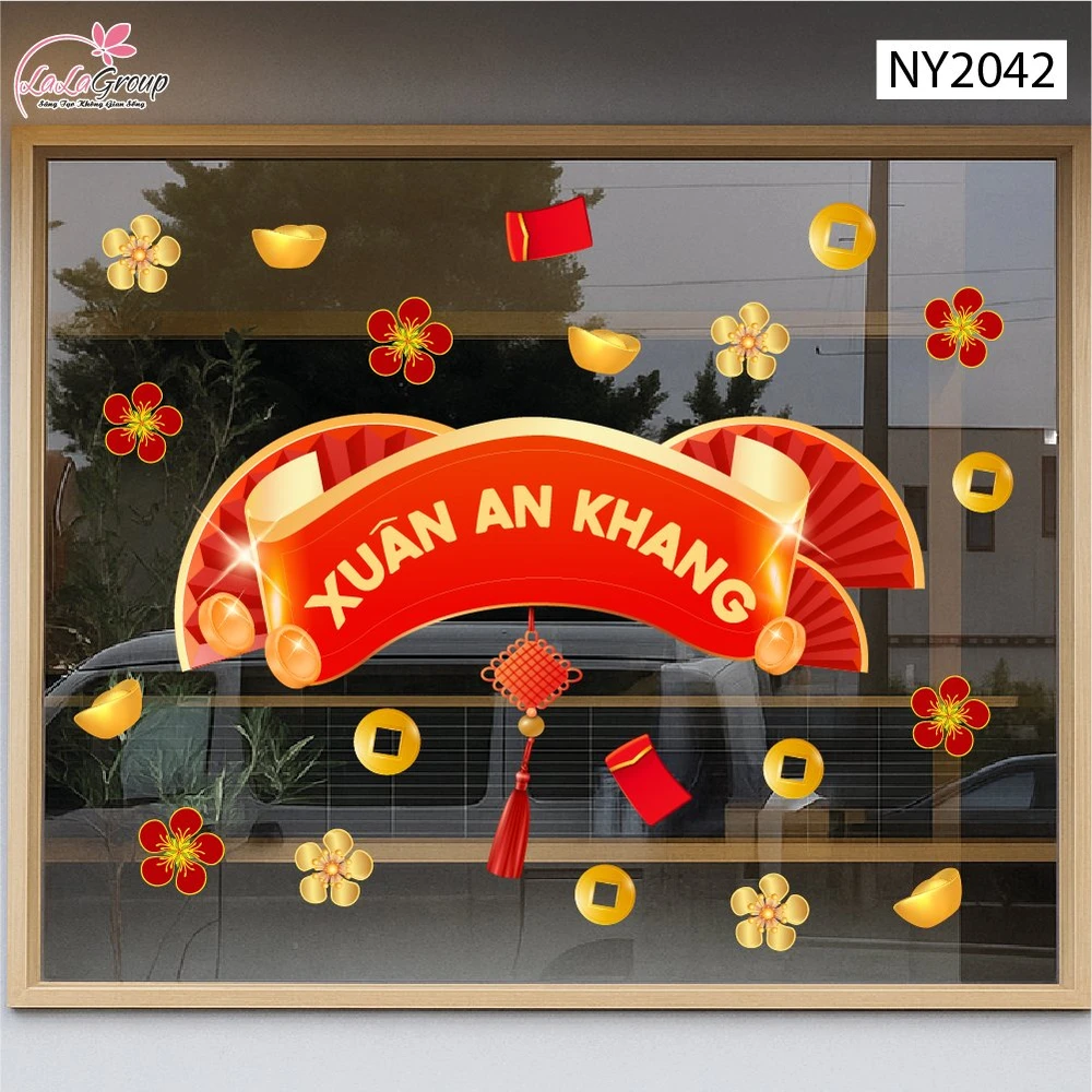 Decal Trang Trí Tết Cuộn Thư Xuân An Khang