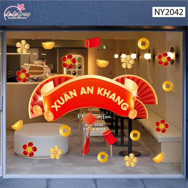 Decal Trang Trí Tết Cuộn Thư Xuân An Khang