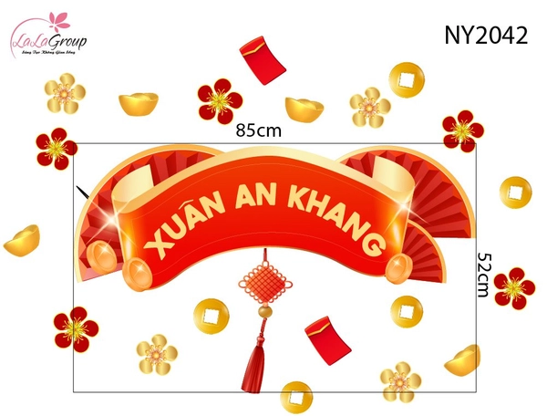 Decal Trang Trí Tết Cuộn Thư Xuân An Khang