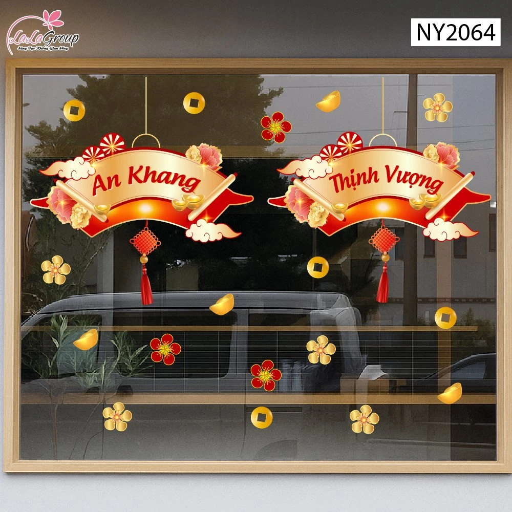 Decal Trang Trí Tết Liễn Treo Chữ An Khang Thịnh Vượng
