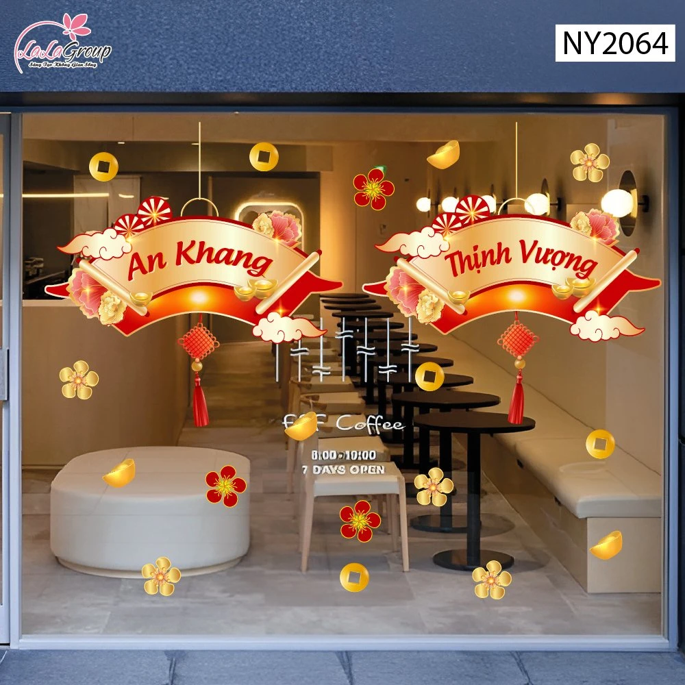 Decal Trang Trí Tết Liễn Treo Chữ An Khang Thịnh Vượng