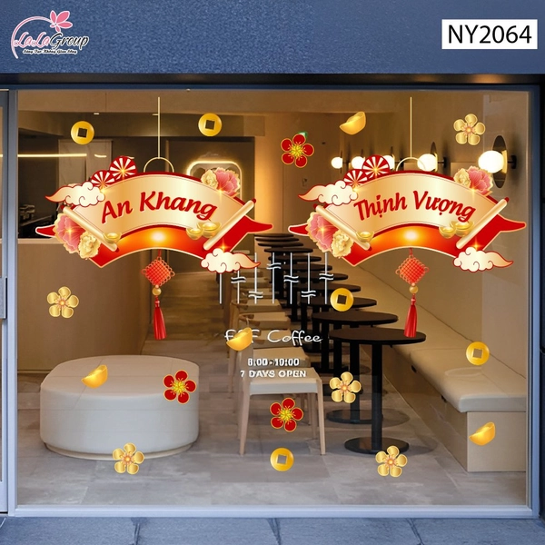 Decal Trang Trí Tết Liễn Treo Chữ An Khang Thịnh Vượng