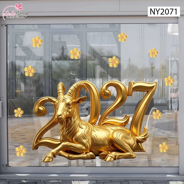 Decal Trang Trí Tết Dê Vàng Phú Quý Đón Năm 2027