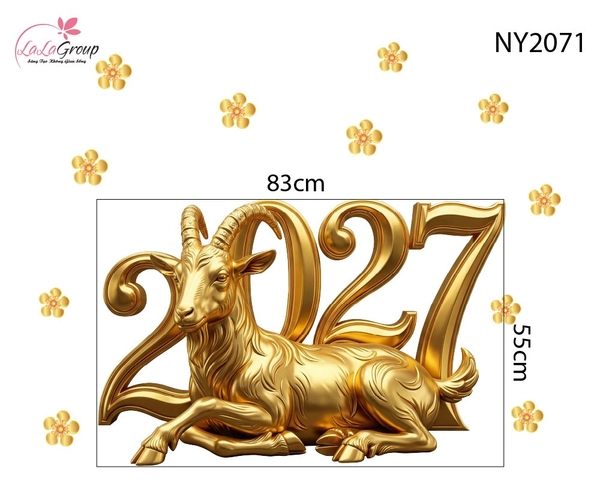 Decal Trang Trí Tết Dê Vàng Phú Quý Đón Năm 2027