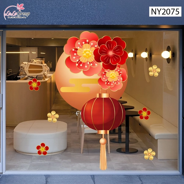 Decal Trang Trí Tết Lồng Đèn Treo Đón Xuân May Mắn