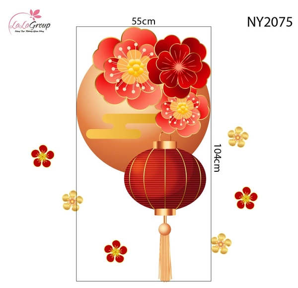 Decal Trang Trí Tết Lồng Đèn Treo Đón Xuân May Mắn