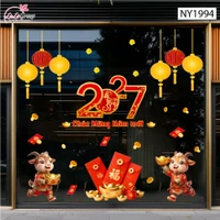 Combo Decal Trang Trí Tết 2027 Kim Mùi Chúc Mừng Năm Mới Tài Lộc Sung Túc