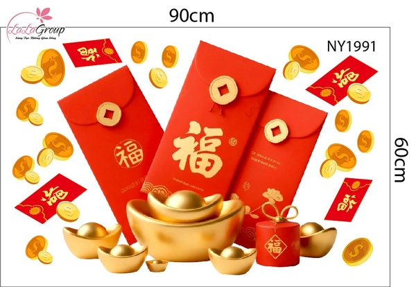 Combo Decal Trang Trí Tết 2027 Kim Mùi Chúc Mừng Năm Mới Tài Lộc Sung Túc