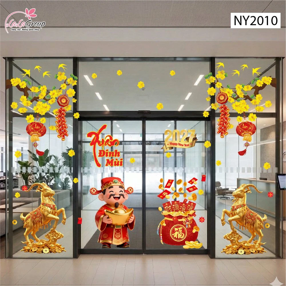 Combo Decal Trang Trí Tết 2027 Xuân Đinh Mùi Phúc Lộc Cát Tường