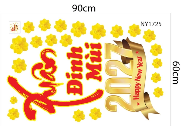 Combo Decal Trang Trí Tết 2027 Xuân Đinh Mùi Phúc Lộc Cát Tường