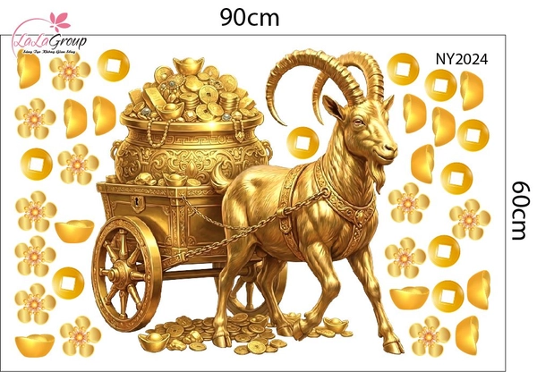 Combo Decal Trang Trí Tết 2027 Happy New Year Kim Mùi Phú Quý
