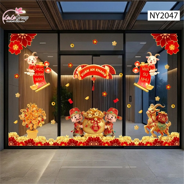Combo Decal Trang Trí Tết Xuân An Khang Kim Mùi Tài Lộc 2027