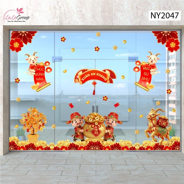 Combo Decal Trang Trí Tết Xuân An Khang Kim Mùi Tài Lộc 2027