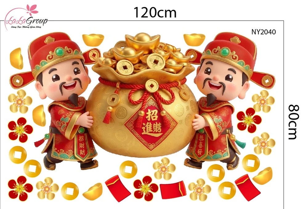 Combo Decal Trang Trí Tết Xuân An Khang Kim Mùi Tài Lộc 2027