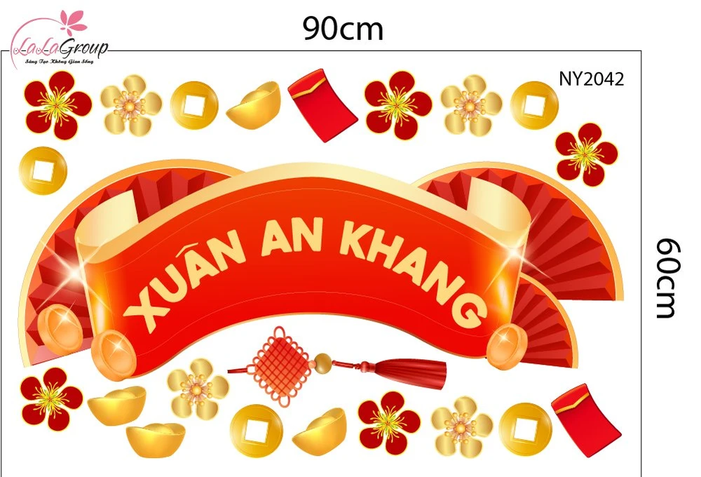 Combo Decal Trang Trí Tết Xuân An Khang Kim Mùi Tài Lộc 2027