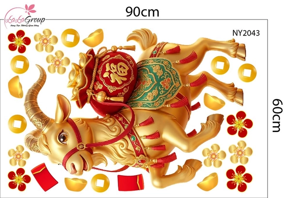 Combo Decal Trang Trí Tết Xuân An Khang Kim Mùi Tài Lộc 2027