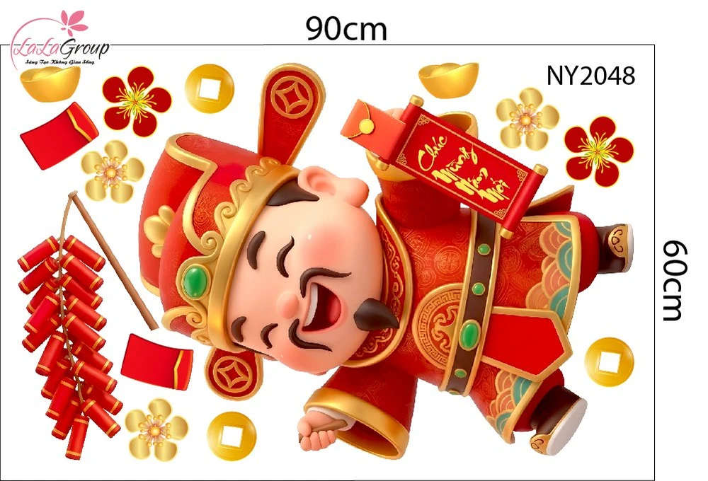 Combo Decal Trang Trí Tết 2027 Lân Sư Rộn Ràng Đón Xuân