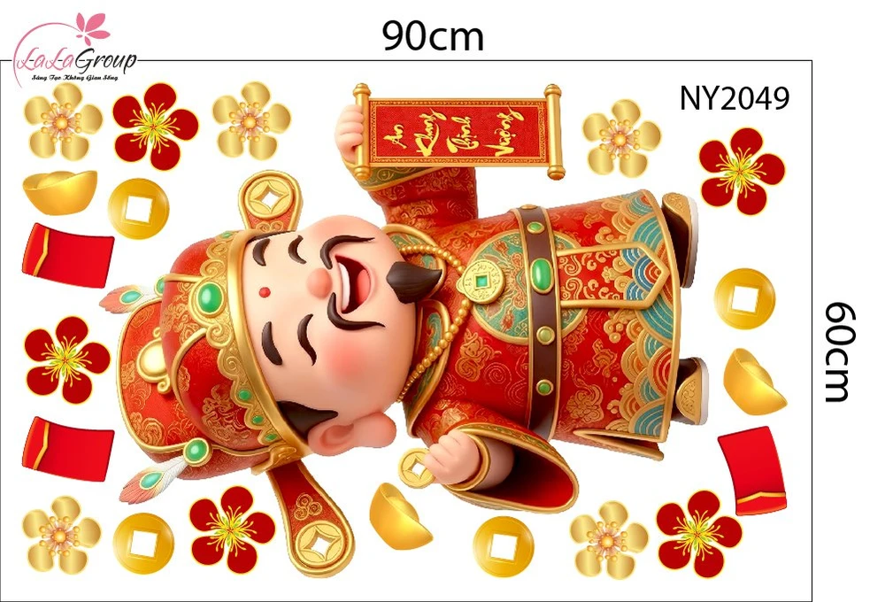 Combo Decal Trang Trí Tết 2027 Lân Sư Rộn Ràng Đón Xuân