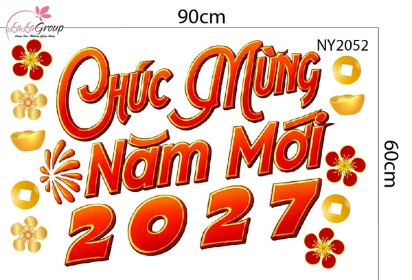 Combo Decal Trang Trí Tết 2027 Lân Sư Rộn Ràng Đón Xuân