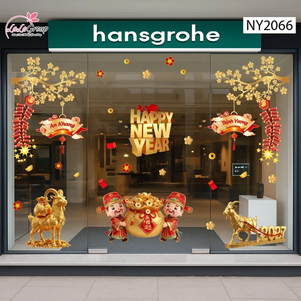 Combo Decal Trang Trí Tết Đinh Mùi Song Mùi Chiêu Tài 2027