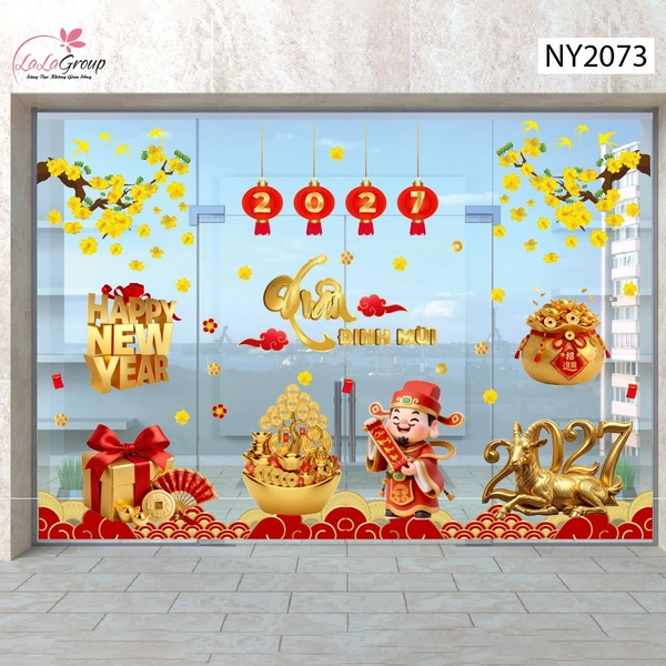 Combo Decal Trang Trí Tết Thần Tài Vui Xuân Rước Lộc 2027