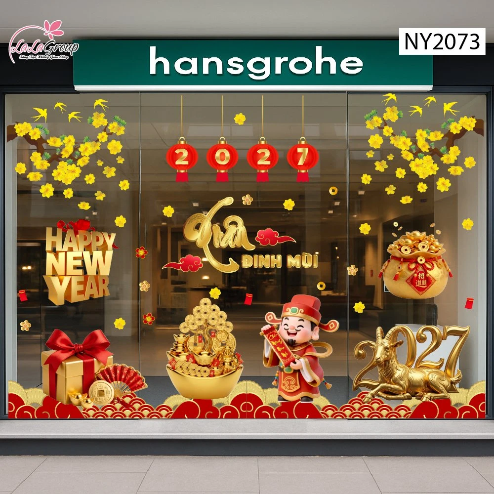 Combo Decal Trang Trí Tết Thần Tài Vui Xuân Rước Lộc 2027