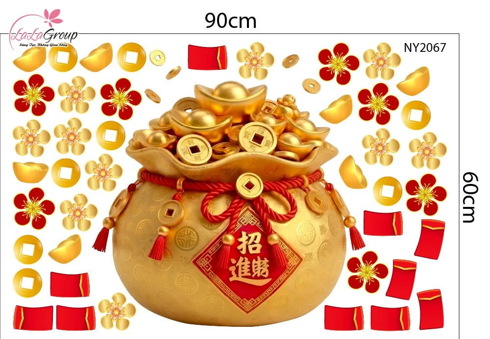 Combo Decal Trang Trí Tết Thần Tài Vui Xuân Rước Lộc 2027
