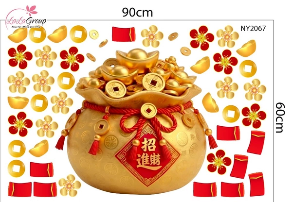 Combo Decal Trang Trí Tết Thần Tài Vui Xuân Rước Lộc 2027