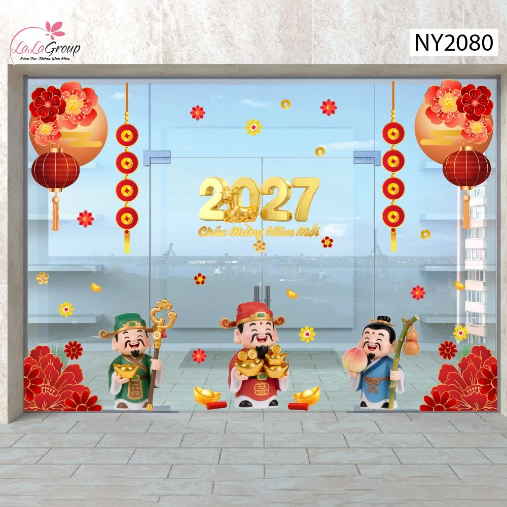 Combo Decal Trang Trí Tết Tam Phúc Thần Tài Đón Xuân 2027
