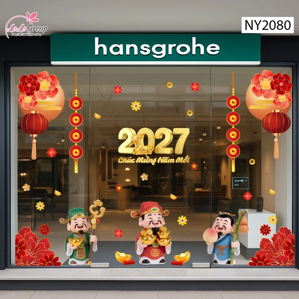 Combo Decal Trang Trí Tết Tam Phúc Thần Tài Đón Xuân 2027