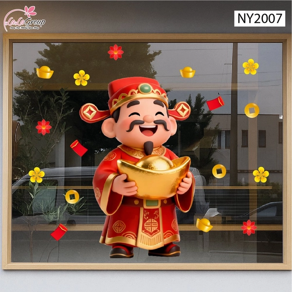 Decal Trang Trí Tết Đinh Mùi Thần Tài Tài Lộc May Mắn