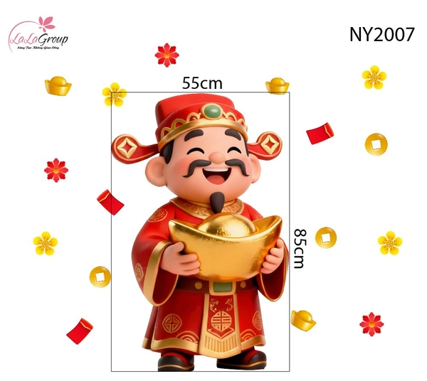 Decal Trang Trí Tết Đinh Mùi Thần Tài Tài Lộc May Mắn