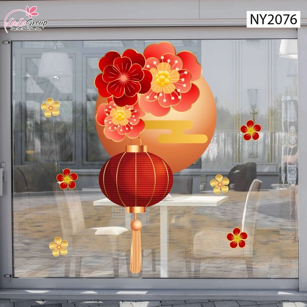Decal Trang Trí Tết Lồng Đèn Treo Đón Xuân Thịnh Vượng